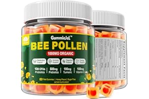 LILICARE Digestive Health & Weight Bee Pollen Organic 1000mg, w/Probiotics, Prebiotics & Turmeric, Bee Pollen Gummies Rich in B-Vitamin, Antioxidants, Amino Acids, for Digestive, Weight & Energy