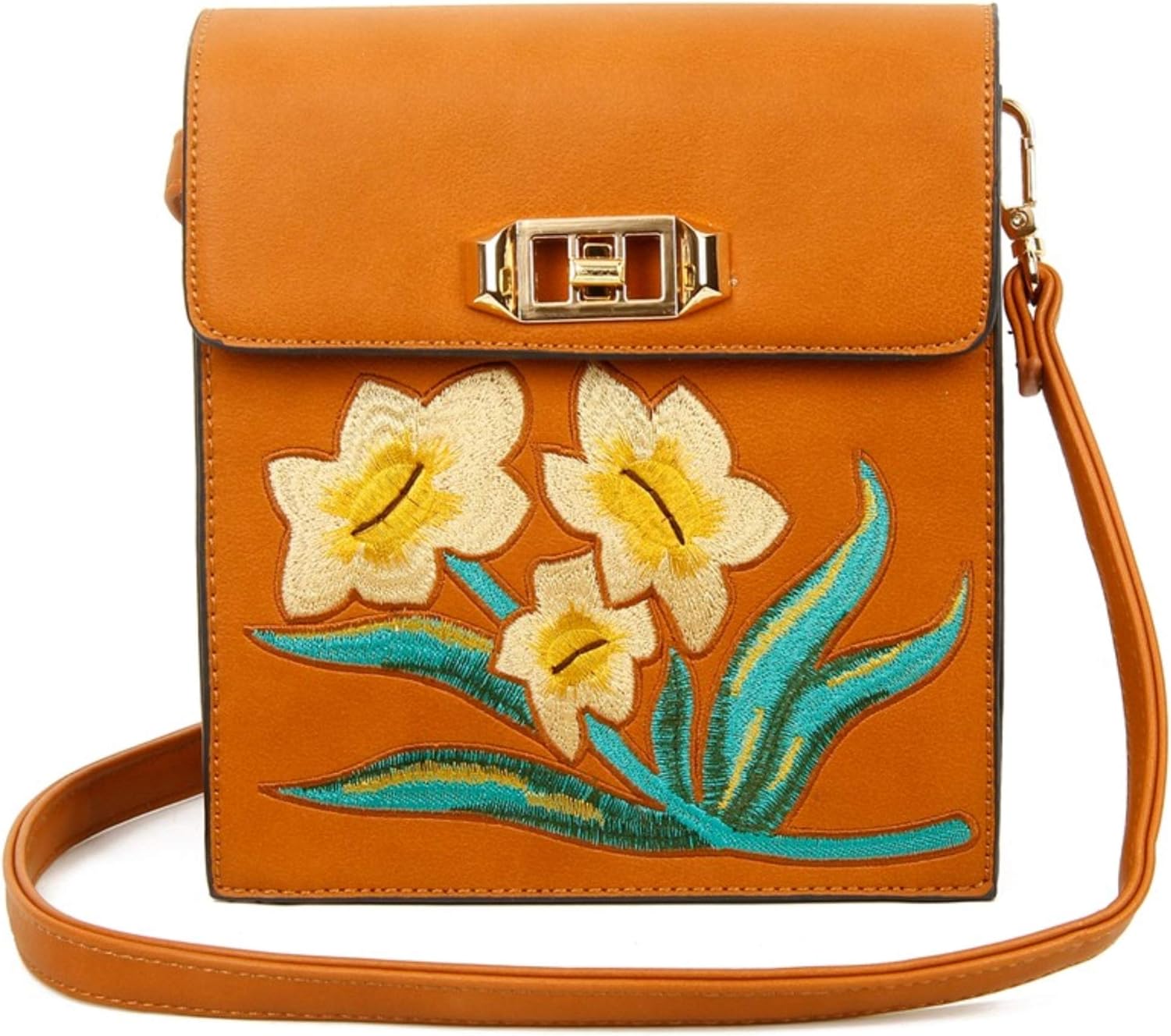 Flower Crossbody Bag, Brown Handbags
