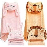 KLHYIT Toddler Hooded Bath Towel 27.5"X55" Unisex Baby Bath Towels Ultra Absorbent Soft Boys Girls Bath Towel 2-Pack Bathrobe Kids Shower Towel Set Gift for Babies, Infant, Newborn Essential
