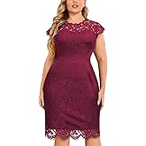 Miusol Women's Retro Lace Sleeveless Plus Size Formal Evening Prom Dress