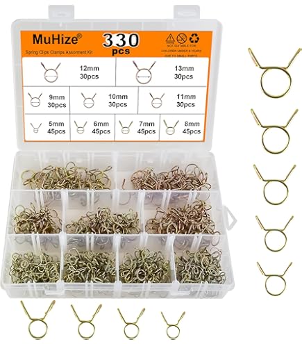 Yinpecly Double Wire Spring Hose Clamps - 20PCS 10mm ID Fuel Line Clips For Automotive & Marine Use