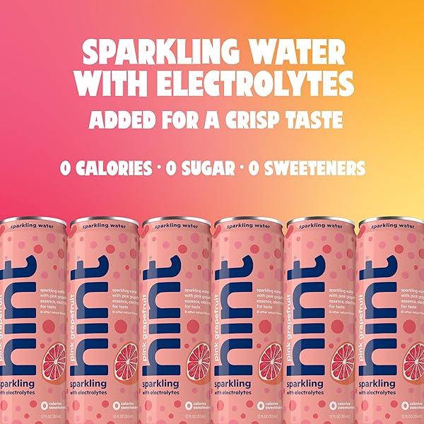 HINT SPARKLING WATER, PINK GRAPEFRUIT – CARBONATED FRUIT-INFUSED WATER WITH ELECTROLYTES, ZERO CALORIES, AND SUGAR FREE – 12 FL OZ CANS (PACK OF 12)