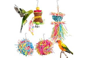 YUEPET 4 Pack Bird Shredder Toys Small Parrot Chewing Toys Parrot Cage Foraging Hanging Toy for Small Bird Parakeets Parrotlets Lovebirds Cockatiels