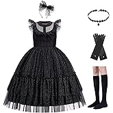 IBTOM CASTLE Black Costume Dress for Girls Halloween Fancy Party Dresses with Accessories Kids Carnival Cosplay Outfit