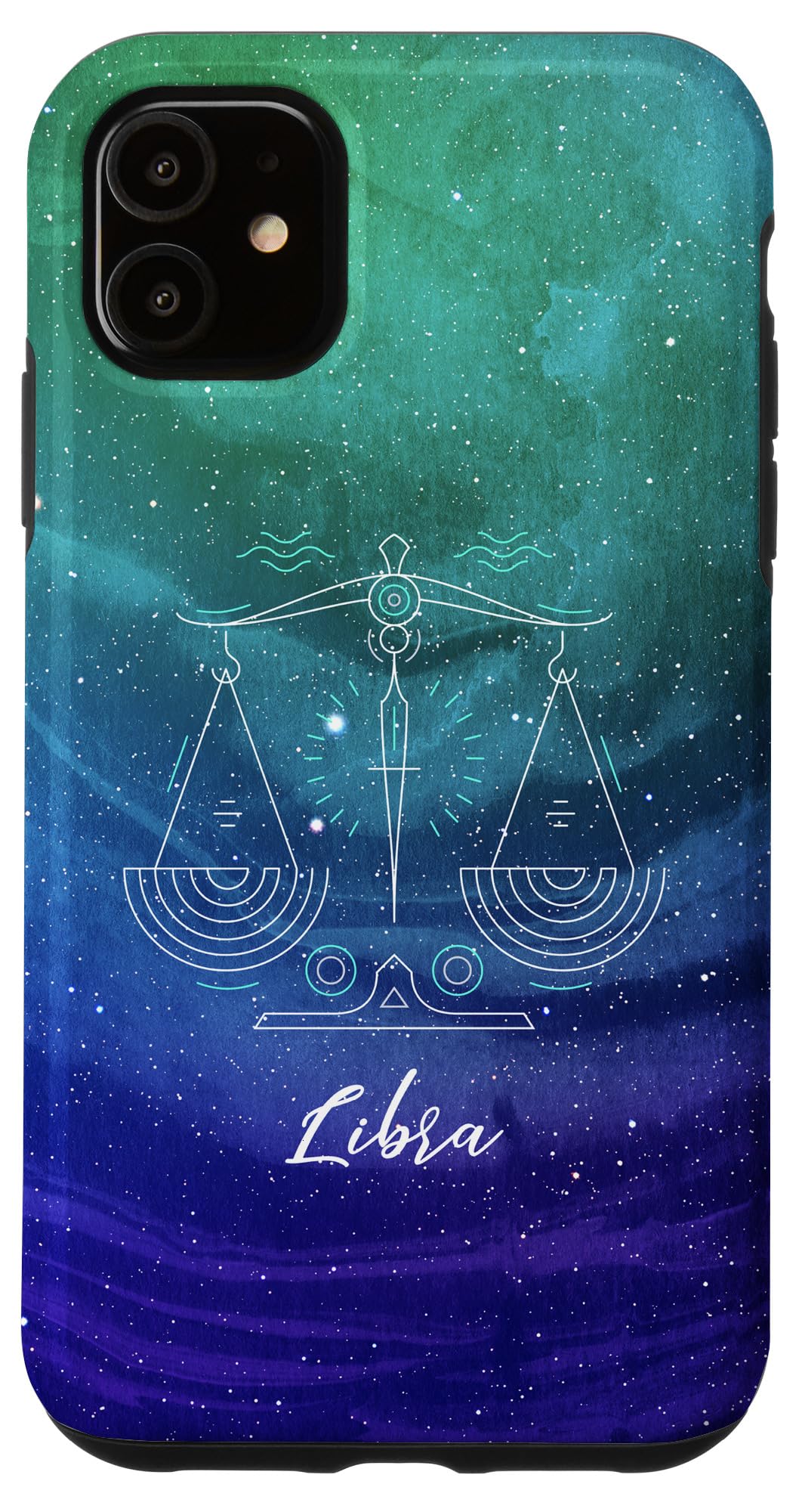 iPhone 11 Aqua Teal & Purple Space Galaxy Star Sign Zodiac Libra Case