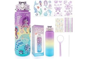 iRFKCIOW Decorate Your Own Water Bottle Kits for Girls, Easter Gifts for Girls, Fun Art Kits with Glitter Gems Stickers, Arts and Crafts for Kids 4-6, DIY Water Bottle for Girl Birthday Gifts