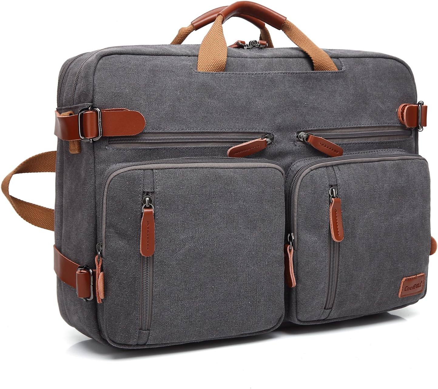 CoolBELL Convertible Backpack Messenger Bag Shoulder Bag Laptop Case Handbag Business Briefcase Multi-Functional Travel Rucksack Fits 15.6 Inch Laptop for Men/Women (Cancas Dark Grey): Computers & Accessories