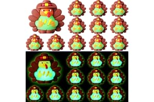 Domensi 30 Pcs Glow in Dark Thanksgiving Mini Turkey Figures Tiny Turkey Figurines to Hide and Seek Luminous Chicken Statue Autumn Figurines for Thanksgiving Party Gifts Favors Decor(Corn)