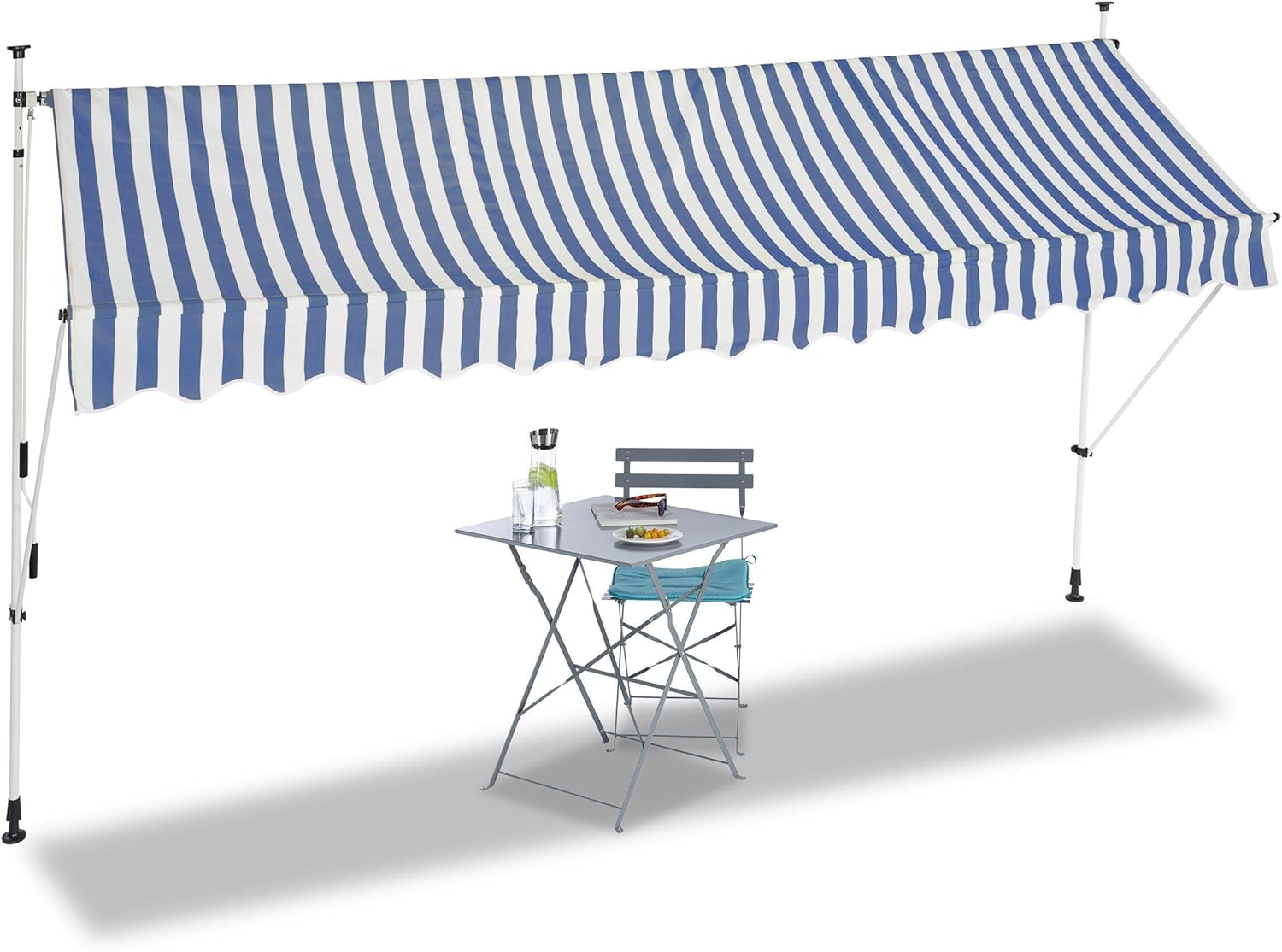 relaxdays Telescopic Canopy Balcony Sunshade Clamp Awning No Drilling Retractable Adjustable