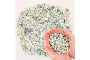 MIDELONG 0.44Lb Succulents and Cactus Bonsai DIY Rocks, Jade Bean Pebbles Natural Decorative Polished Stones Vase Fillers Gravel River Rocks for Indoor Plants,Terrarium,Fairy Gardening (6mm-9mm)