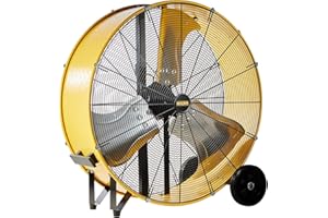 HiCFM 21100 CFM 36 inch Innovation Direct Drive Heavy Duty Barrel Fan with Powerful 4/5 HP Motor, Turbo Blade & Low Noise Drum Fan for Warehouse, Garage or Industrial Commercial Use - CUL Listed