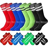 Zhanmai 8 Pairs Kids Soccer Shin Guards Youth Protective Soccer Socks Sport Shin Pads Guard Sleeves Calf Protective Soft Colorful Gear for Football Games 3-15 Years Old Girls Boys Toddler Child Teens