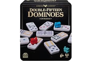 Spin Master Games, Cardinal Classics Double 15 Dominoes Set in Storage Tin, Family Board Games, 2-6 Players, for Ages 8 & Up