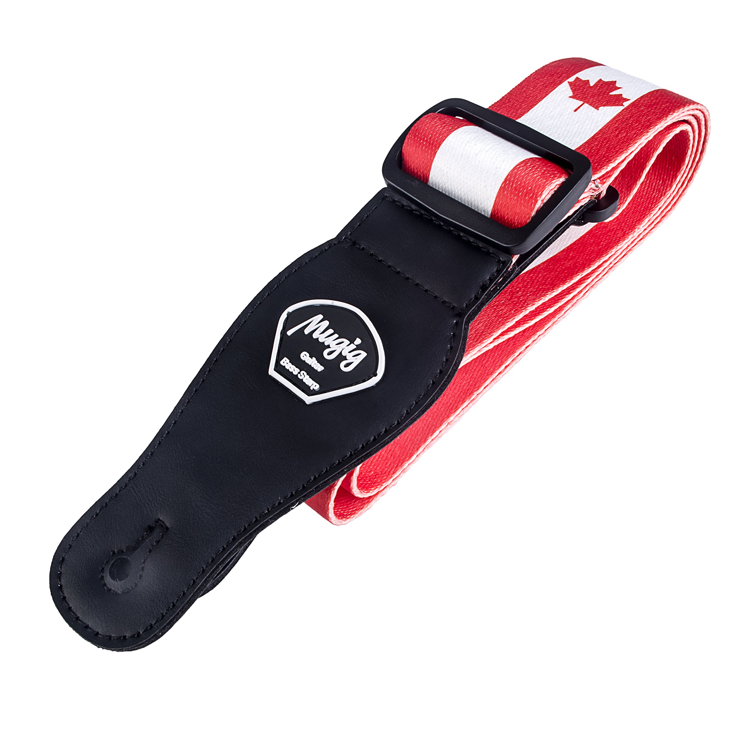 Guitar Strap Bass Mugig Adjustable Soft Cotton with Pick Pocket (Maple Leaf)