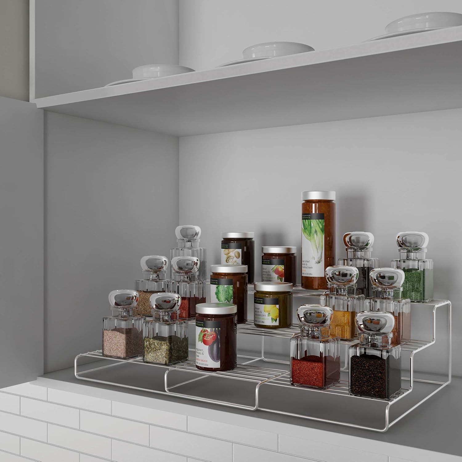 Lavish Home Spice Rack Adjustable Expandable 3 Tier Organizer For