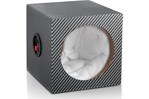 Suacopzar 8 Inch Ported Wooden Speaker Enclosure, Single Vented Speaker Box Enclosure, American Sound Connection Car Audio Speaker Box w/Sound-Absorbing Cotton & Terminal Cup & Speaker Spikes Pad Mat