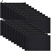 Frienda 50 Pack Blank Canvas Bag Bulk Small Zipper Pencil Pouch Multipurpose DIY Canvas Pencil Cosmetic Toiletry Bag for Valentine's Galentines Day Gift Travel Stationary(Black)