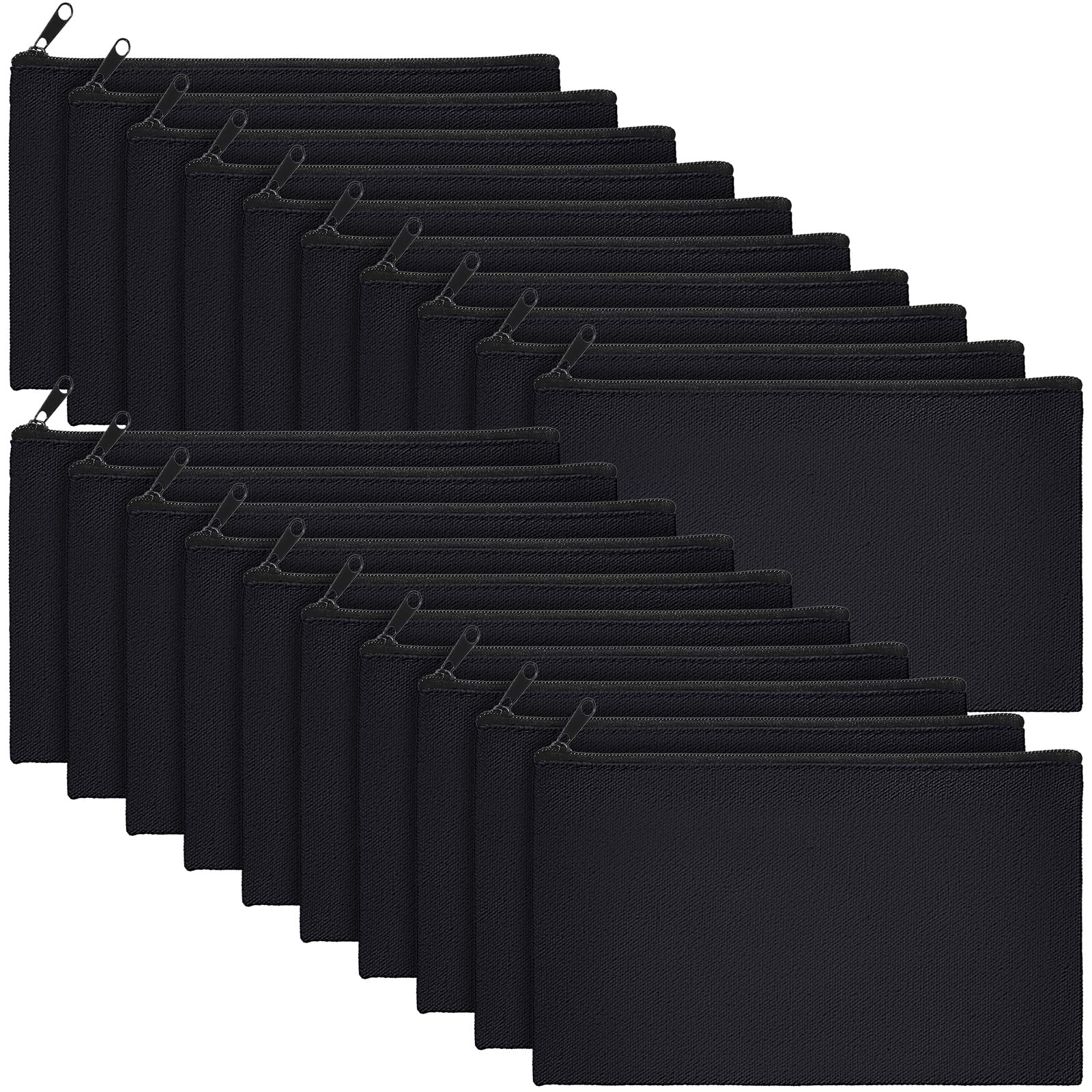 Photo 1 of Frienda 50 Pack Blank DIY Canvas Pencil Pouch Bulk Craft Canvas Pencil Case with Zipper Multipurpose Makeup Toiletry Tote Bag for Travel Cosmetic Stationary Storage(Black)