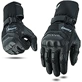 JAUNTY Motorcycle Gloves, Summer Leather Touchscreen Racing Gloves, Black, Unisex Adults, Motorcycle Enthusiasts Adults Ambidextrous Modern Style Knuckle Protection Perforated FIM Approved