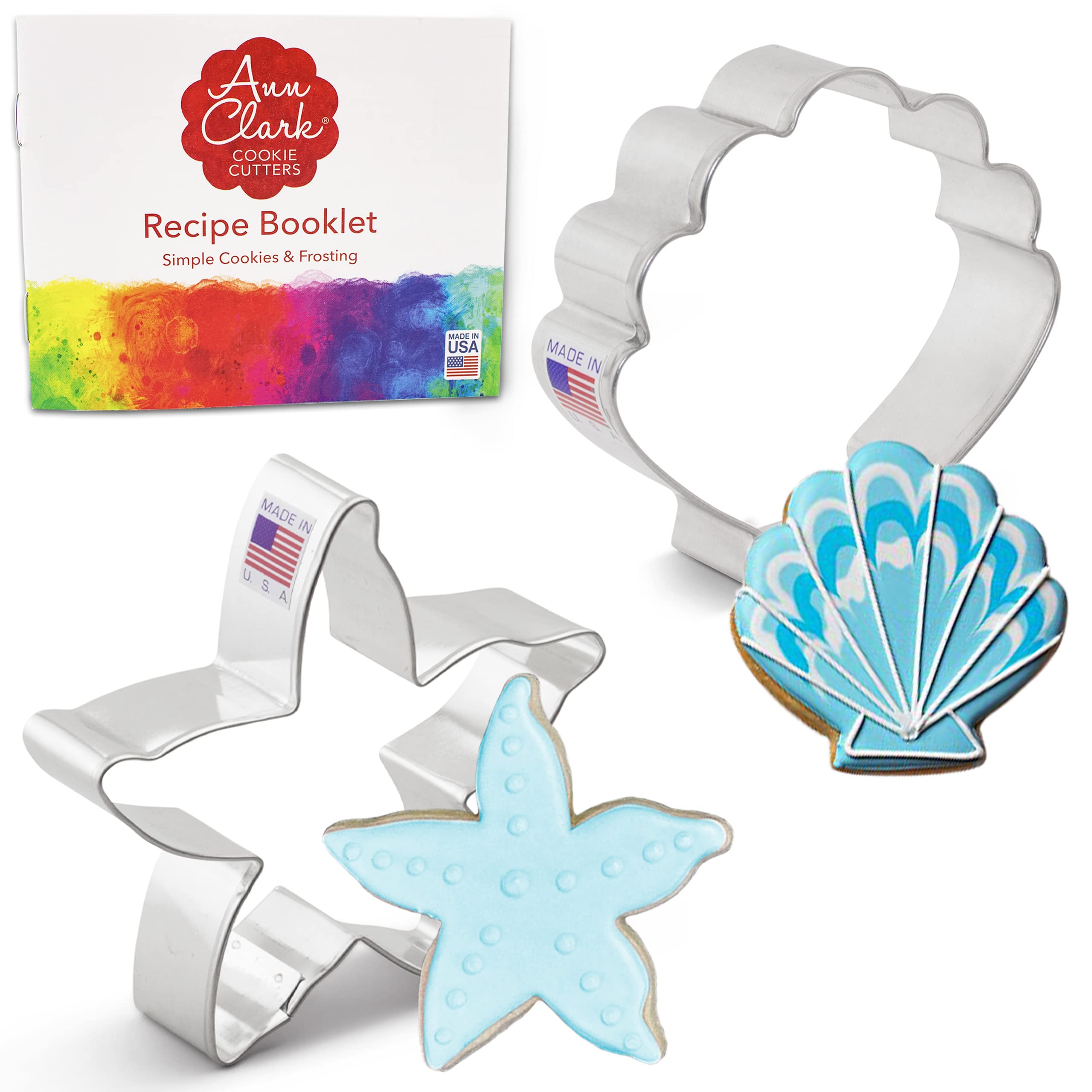 Summer Beach Cookie Cutters 2-Pc. Set Made by Ann Clark, Starfish and Seashell