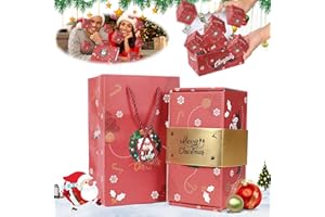 BIRUNWER Surprise Gift Box Explosion for Money, Funoio Surprise Box Gift Box, Merry Christmas Surprise Gift Boxes, Folding Bouncing Pop-Up Explosion Gift Box, Pop Up Money Gift Box (Christmas Wreath, 12 Pages)