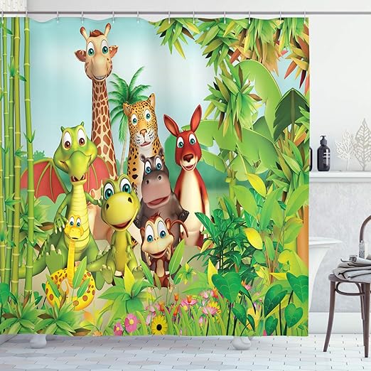 Amazon Com Ambesonne Cartoon Decor Shower Curtain By Cute
