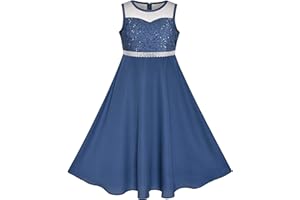 Sunny Fashion Girls Dress Rhinestone Chiffon Bridesmaid Dance Ball Maxi Gown