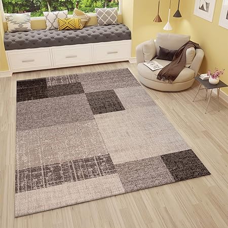 Vimoda Tappeto Pelo Corto Turchese Blu Grigio E Bianco Soggiorno Tappeti Moderni Sguardo Delle Mattonelle Pratico Beige 80x300 Cm