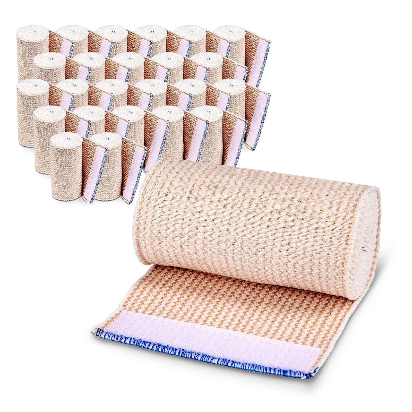 Nexskin 4" Cotton Elastic Bandages (6 Pack) - Beige, Self-Adhering Compression Wraps
