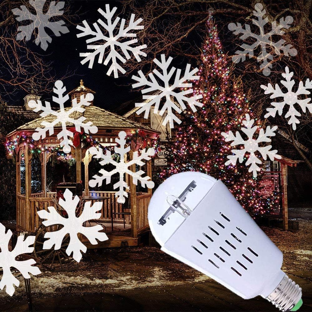 Proiettore Luci Natalizie Effetto Neve.Jenabom Lampadina Del Proiettore Led Auto Rotante Lampada Del Proiettore Della Lampadina Del Fiocco Di Neve