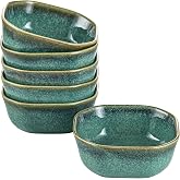 HENXFEN LEAD Ceramic Dipping &amp; Snack Bowls Set of 6, 8 oz Square Bowls | Small Bowls for Dips, Salsa, Desserts, Fruit, Nuts &amp; Side Dishes, Reactive Glaze, Microwave &amp; Dishwasher Safe