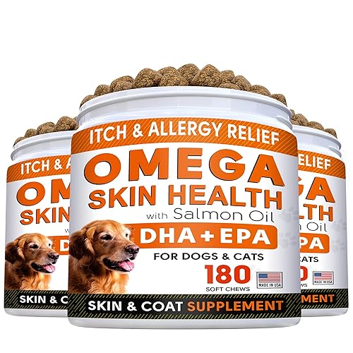 Pack of 3) Fish Oil Omega Treats for Dogs Allergy Relief