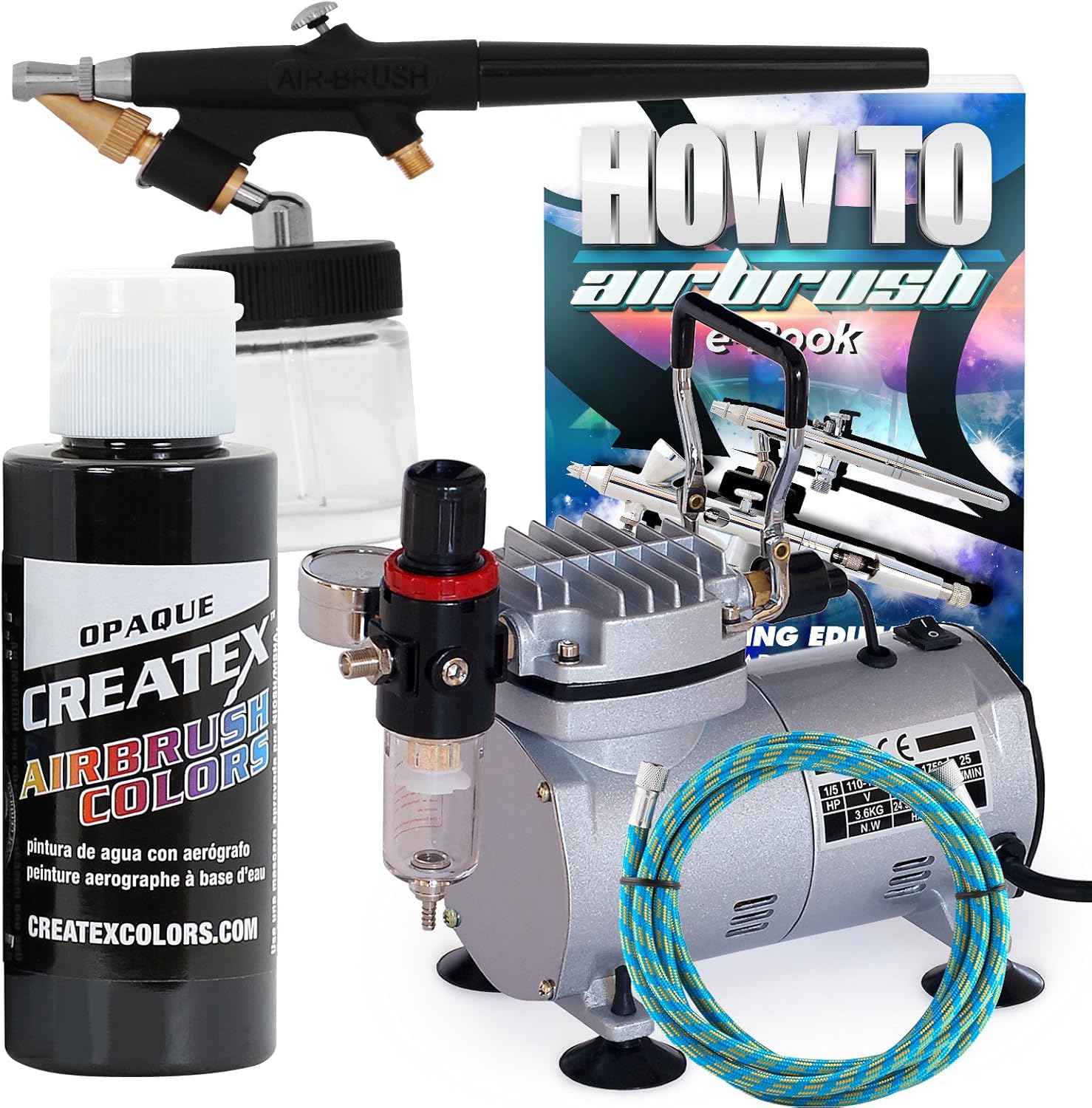 PointZero Airbrush Hobby Airbrush Starter Kit with Black