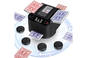 XPAW Automatic Card Shuffler and Dealer 2-in-1, 2 Deck 360° Rotating Dealing Machine for 12 Players, 4 Drawing Remotes, Rechargeable Playing Card Shuffler Machine for UNO, Poker, Phase 10