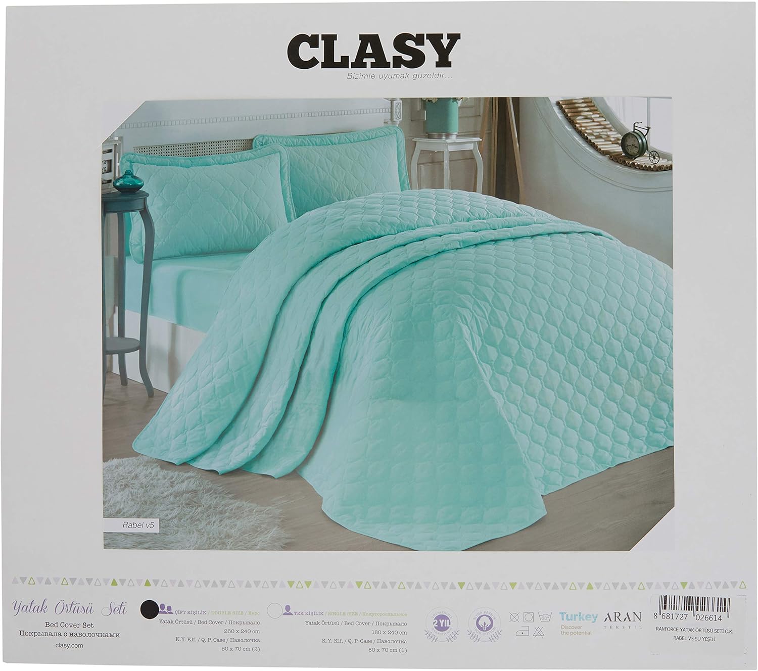 Tek Kişilik ve Çift Kişilik Yatak Ölçüleri
Tek Kişilik ve Çift Kişilik Yatak Ölçüleri[Detaylı
![Clasy Rabel Yatak Örtüsü, Su Yeşili, 260x 240 cm, Çift Clasy Rabel Yatak Örtüsü, Su Yeşili, 260x 240 cm, Çift