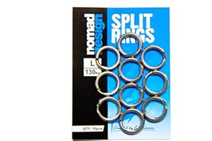 Nomad Design Heavy Duty Stainless Steel Split Rings - Snap Ring, Split Ring, Lure Connector Fishing Pliers for Jigging Trolling and Saltwater Freshwater