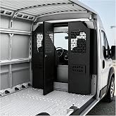 MELIPRON Van Partition Bulkhead for Ram ProMaster Standard&amp;High Roof | Steel Cargo Divider Wall with Hinged Locking Door, Acrylic Windows, Driver Safety Barrier for Contractors &amp; Service Vans