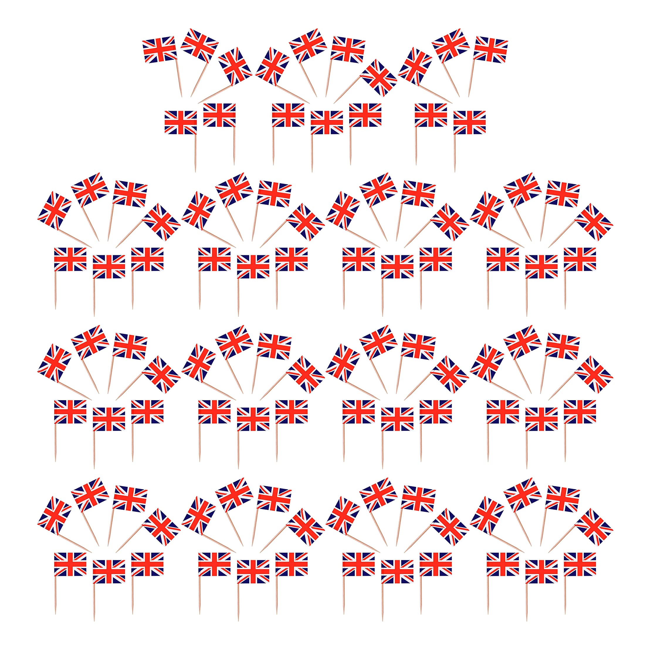 Rocking Party Union Jack Cocktail Stick Flags X 100 / Summer Olympics