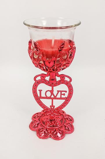 GOYAL Christmas Special Exclusive Red Decorative Flower Shaped Wax Candle or Tea Light Stand - Set of 2