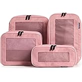 Aerotrunk Compression Packing Cubes for Travel - Luggage Organizer Bags - Double Zipper Packing Cubes for Suitcases (4-Pack, Rose)