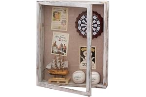 BECTSBEFF 16x20 Shadow Box, 4 Inch External Depth Extra Large Shadow Box Frame, Big Shadowboxes Display Cases for Memorabilia, Photos, Award, Flower, Ticket Stub - Distressed White
