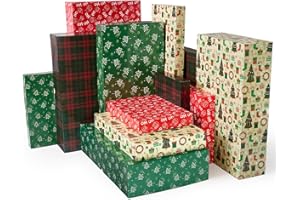 YANGTE 12 Pack Large Christmas Boxes for Presents, Assorted Sizes Christmas Gift Boxes with lids, 17" Premium Clothing Boxes for Robe and Shirt