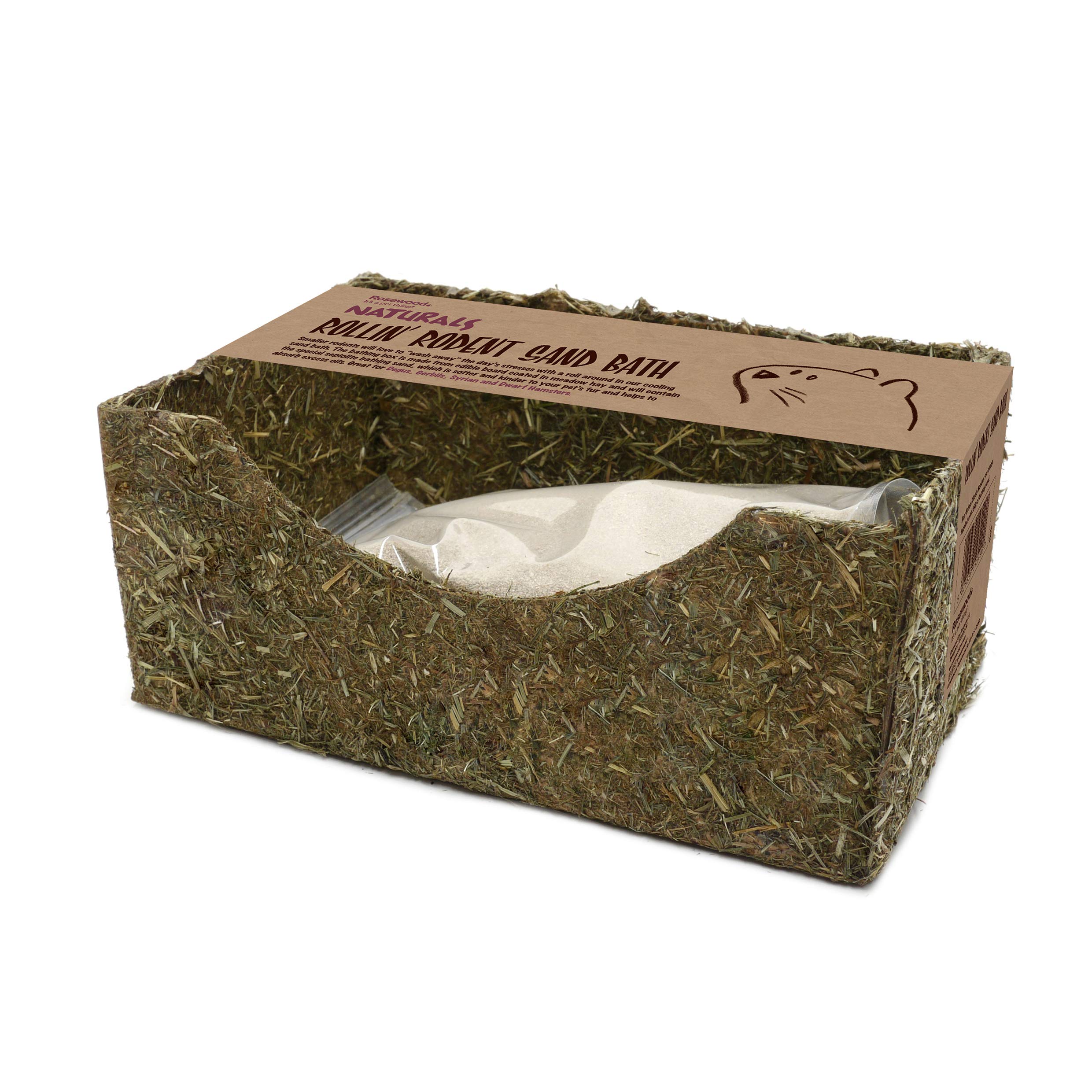 Rosewood Naturals Rollin' Rodent Sand Bath, with 350g of Sepiolite Sand, For Gerbils, Hamsters & Degus