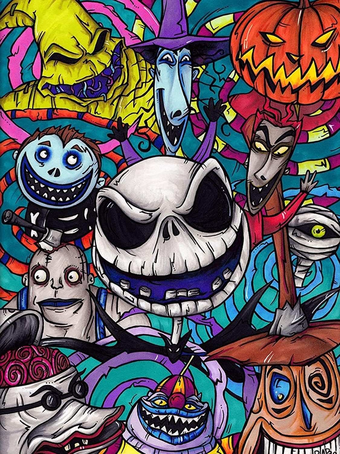 Paintings - Horror Diamond Painting Kits for Adults and Kids,Halloween Diamond Art Kits for Adults Beginners,5D Full Drill Diamond Dots Gem Art,Home Wall Decor 12 X 16 Inch