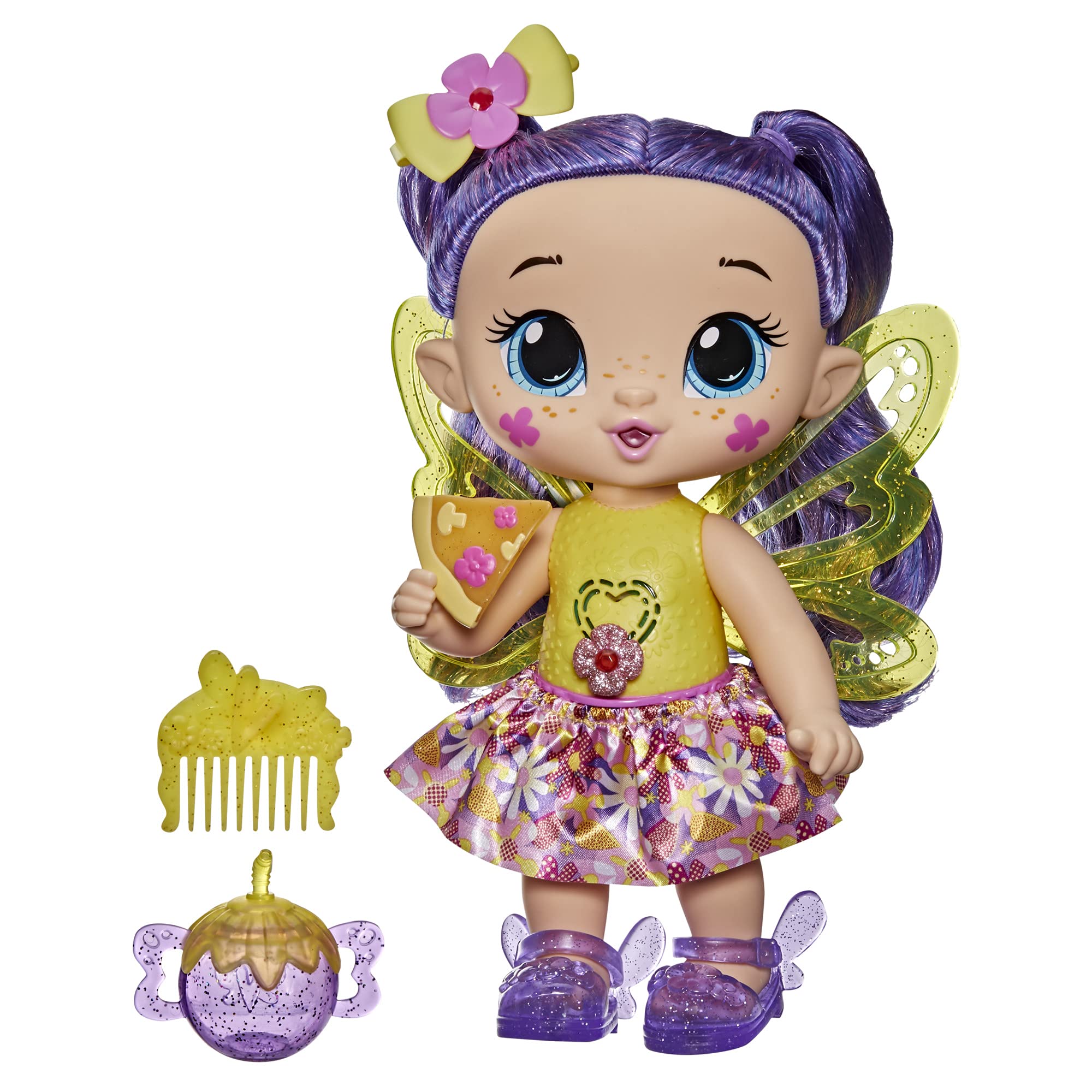 Baby Alive Glo Pixies Doll, Siena Sparkle, Interactive 10.5-inch Pixie Doll Toy for Kids 3 and Up, 20 Sounds, Glows with Pretend Feeding