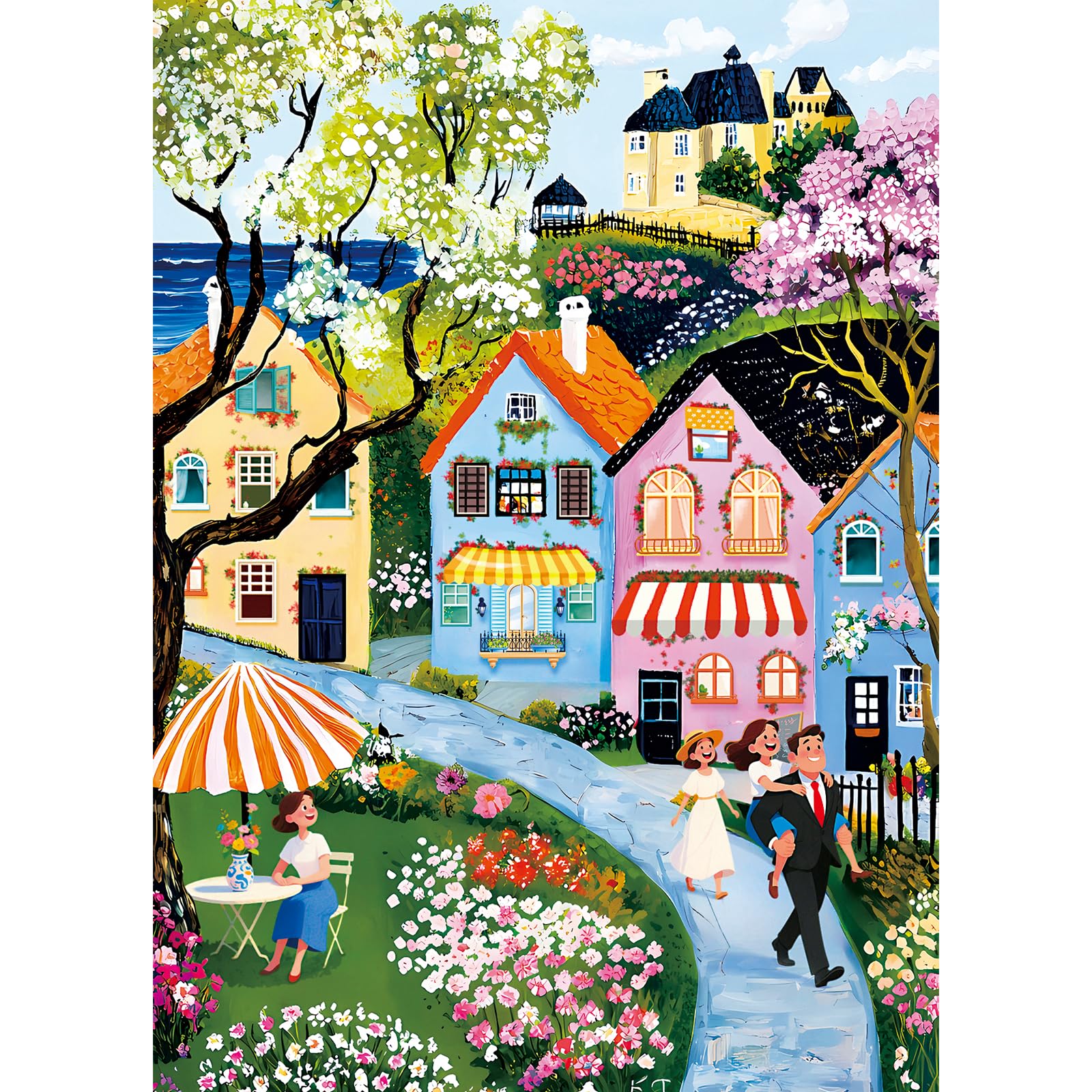 HUADADA Jigsaw Puzzles for Adults 1000 Pieces Family Interactive Games 1000 Piece Jigsaw Puzzles for Adults-Small Town Stroll