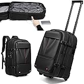 Vacuum Rolling Backpack Travel with One-Click Compression, Airline Approved Carry On Luggage with TSA Lock, 17 Inch Roller Suitcase Laptop Bag with USB Charging Port for Business Trips,Outdoor