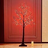 Birchlitland Halloween Tree with Lights 150 Orange Fairy Lights, 4TF Tell Black Glittered Tree Lights Pull in for Indoor and Outdoor Halloween Party Decoration