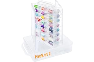 New brothread Pack of 2 Double-Sided Sewing Organizers, Thread Storage Boxes with 2x46 Grids, Clear Organizer Boxes for Embroidery Sewing Thread, Embroidery Floss, Needle, Beads, Small Crafts,Toy Cars