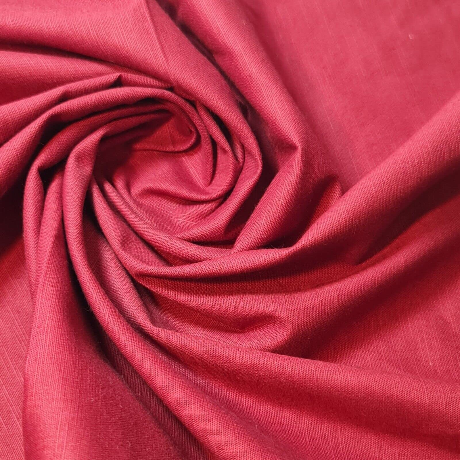 100% Cotton Rich Linen Poplin Dress Craft Fabric Material 58" - 150 cm Wide Sold As 1 Meter Pre - Cut Lengths (Available in 13 Colours) (Wine)